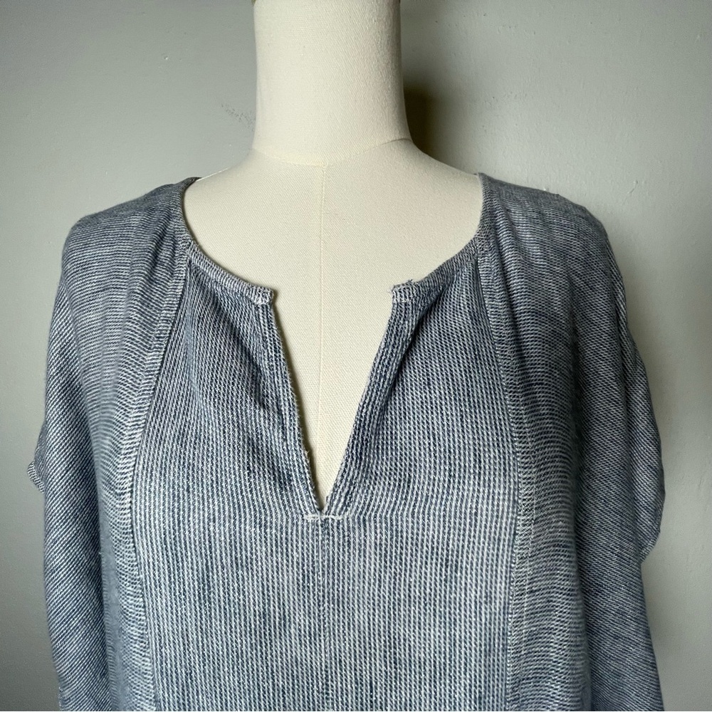 Poetry 100% Linen Blue/Gray Lagenlook Tunic Top Dress Women’s Size US 14 - Picture 6 of 11